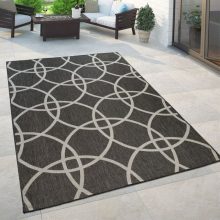   Kül- és beltéri szőnyeg kör motívumokkal - fekete 80x150 cm