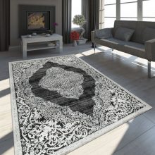 Barokk motívumos szőnyeg - fekete 80x150 cm