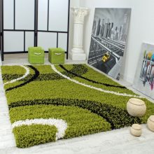Shaggy szőnyeg köríves mintával - zöld 300x400 cm