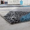 Shaggy szőnyeg geometrikus mintával - szürke, türkiz 140x200 cm