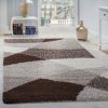 Shaggy szőnyeg geometrikus mintával - barna 70x250 cm