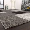 Modern rövidszálú szőnyeg négyzet mintás - szürke 230x320 cm