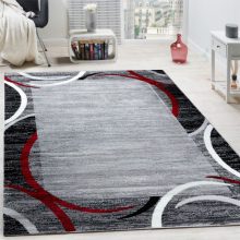   Bordűrös melírozott mintás szőnyeg - szürke, piros 80x150 cm