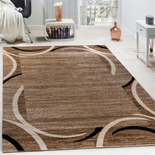 Bordűrös melírozott mintás szőnyeg - barna 120x170 cm