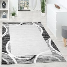 Bordűrös melírozott mintás szőnyeg - szürke 240x340 cm