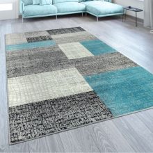   Modern stílusú kockás szőnyeg - türkiz és szürke 120x170 cm