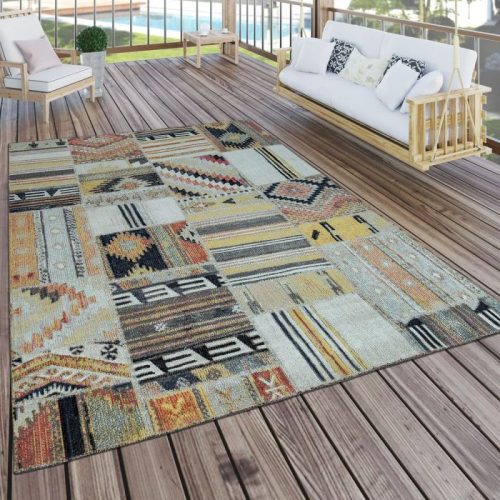 Bel- és kültéri törzsi mozaikos szőnyeg - színes 80x250 cm