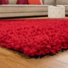 Shaggy egyszínű szőnyeg - piros 80 cm átmérőjű