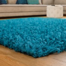 Shaggy egyszínű szőnyeg - türkiz 80 cm átmérőjű