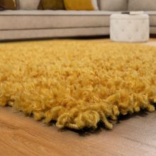Shaggy egyszínű szőnyeg - sárga 80 cm átmérőjű