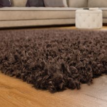 Shaggy egyszínű szőnyeg - barna 80 cm átmérőjű