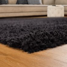 Shaggy egyszínű szőnyeg - fekete 80 cm átmérőjű