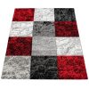 Kockás-márvány mintás szőnyeg - szürke-piros 120x170 cm