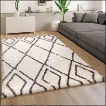   Hosszúszálú Skandináv mintájú szőnyeg - krém 80x150 cm