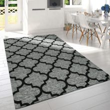   Modern síkszövésű marokkói mintás szőnyeg - szürke-fekete 60x110 cm