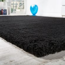   Shaggy szőnyeg mikropoliészter szálakkal - fekete 120 cm átmérőjű