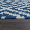 Marokkói mintás kézzel szőtt szőnyeg - fehér és kék 60x110 cm