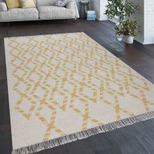   Kézi szövésű szőnyeg skandináv stílusban - sárga 80x150 cm