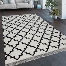   Kézi szővésű szőnyeg marokkói mintával - fehér 60x110 cm