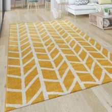  Rövidszálú szőnyeg Skandináv mintával - sárga, fehér 80x150 cm