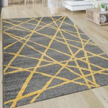   Rövidszálú szőnyeg absztrakt vonalas mintával - szürke, sárga 240x340 cm