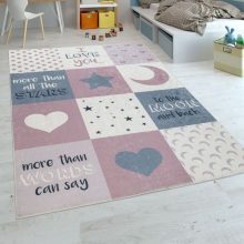   Szeretet szimbólumos gyerekszoba szőnyeg - rózsaszín 80x150 cm