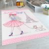 Rug Children's Room Girl's Design Print Rose Pink