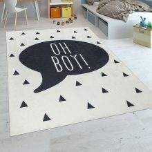  Gyerekszoba szőnyeg kisfiús felirattal - fekete-fehér 80x150 cm