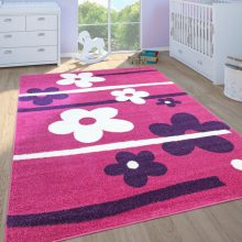 Gyerekszoba szőnyeg virágos mintával - pink 160x220 cm