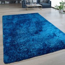 Mosható hosszú szálú monokróm szőnyeg - kék 60x100 cm