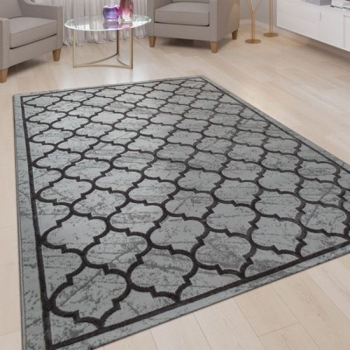 Rövidszálú marokkói mintás szőnyeg - szürke 200x280 cm