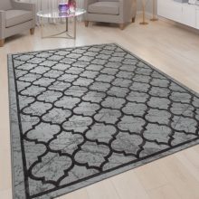 Rövidszálú marokkói mintás szőnyeg - szürke 80x150 cm