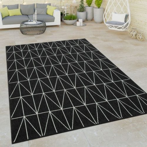 Bel- és kültéri scési stílusú szőnyeg - fekete 80x150 cm