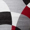 Designer Rug Abstract Semi-circle Red