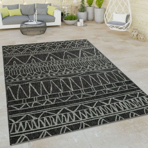 Bel- és kültéri törzsi hangulatú szőnyeg - fekete 160x220 cm