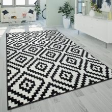   Rövidszálú káró mintás szőnyeg - fekete-fehér 60x100 cm