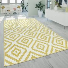   Rövidszálú káró mintás szőnyeg - sárga-fehér 160x220 cm