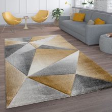   Rövid bolyhos szőnyeg beltéri geometriai mintával - sárga 60x110 cm