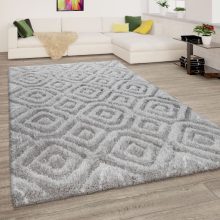 Shaggy szőnyeg 3D rombusz mintával - szürke 60x100 cm