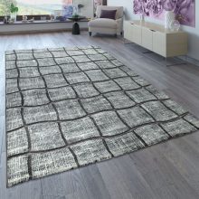   Rövidszálú szőnyeg hullámos-rácsos mintával - antracit 160x220 cm