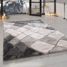   Shaggy szőnyeg hullámos-rombusz mintával - szürke 120x170 cm