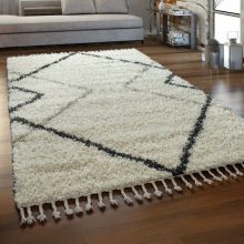Hosszú szálú skandi stílusú szőnyeg - krém 80x150 cm