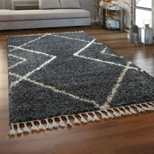   Hosszú szálú skandi stílusú szőnyeg - antracit 160x220 cm
