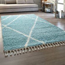   Hosszú szálú szőnyeg skandináv stílusban - türkiz 80x150 cm