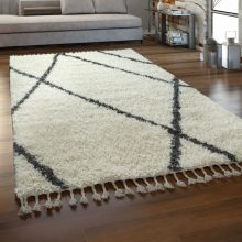   Hosszú szálú szőnyeg skandináv stílusban - krém 60x100 cm