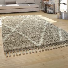   Hosszú szálú szőnyeg skandináv stílusban - bézs-krém 60x100 cm