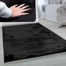 Shaggy Faux Fur szőnyeg - fekete 150x170 cm ovális