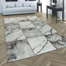   Kockázott márvány mintás szőnyeg - arany 120 cm átmérőjű