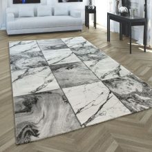   Kockázott márvány mintás szőnyeg - szürke 120 cm átmérőjű
