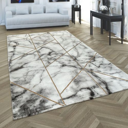 Carpet marble look 3-D pattern grey gold